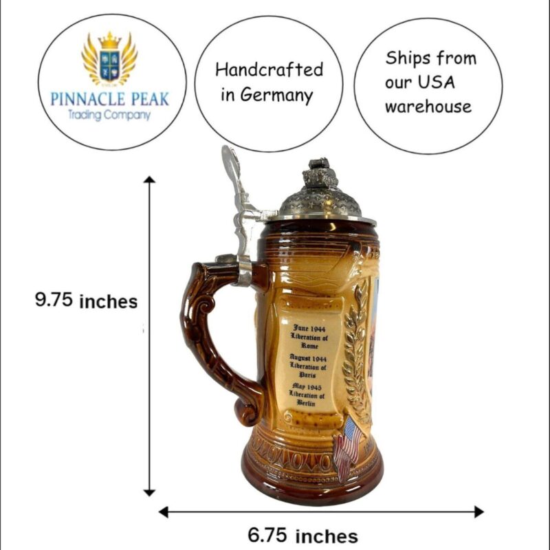 Pinnacle Peak Trading Ve Day World War Ii 75th Anniversary Le German Stoneware Beer Stein .75l - Image 3