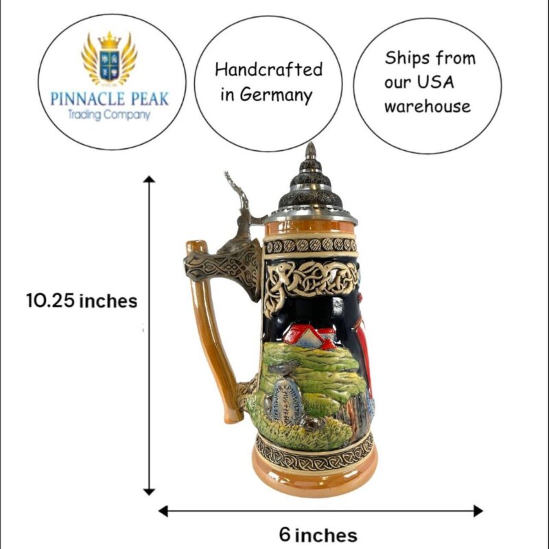 Pinnacle Peak Trading Vikings On Boat Ax Handle LE German Stoneware Beer Stein .5 L Made Germany - Image 3