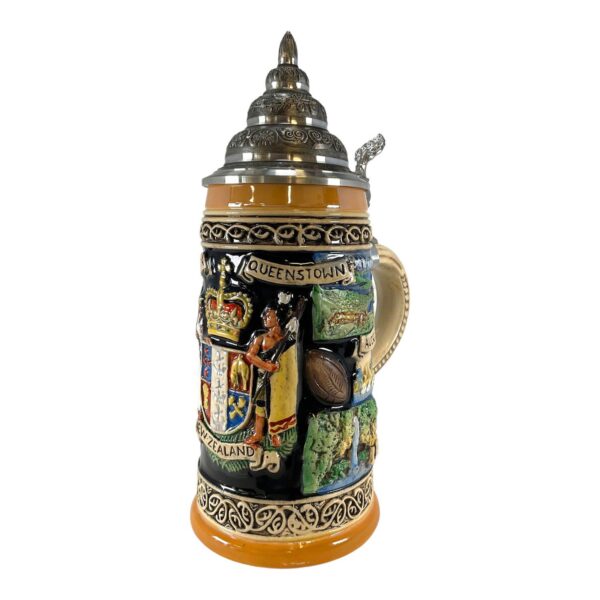 Pinnacle Peak Trading New Zealand Coat Of Arms And Landmarks Le German Beer Stein .5 L By King Werks