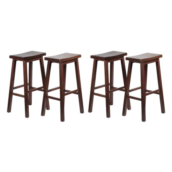 Pj Wood Classic Saddle Seat 29  Tall Kitchen Counter Stools, Walnut (set Of 4)