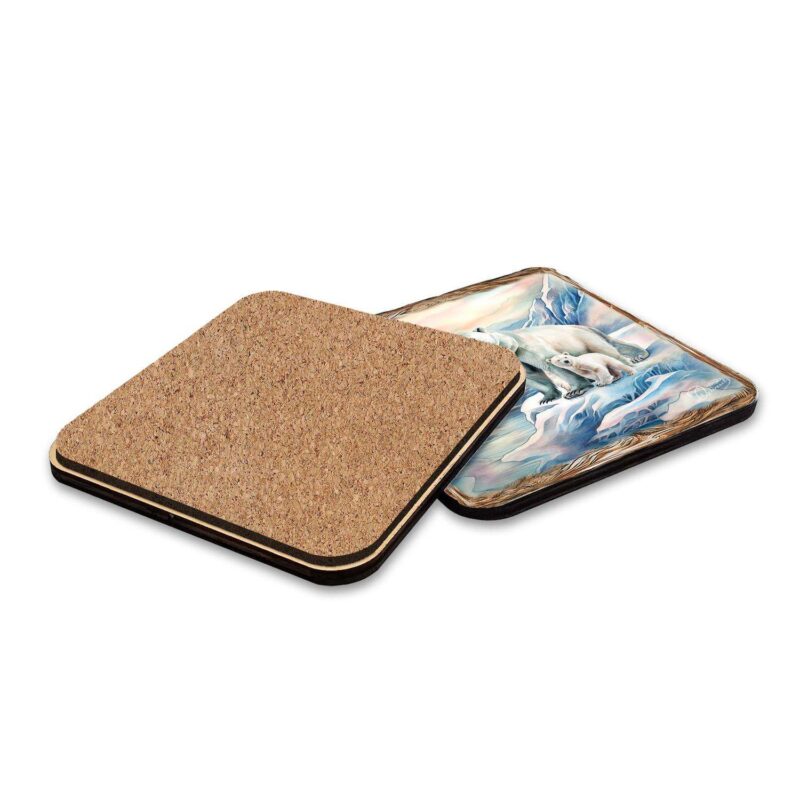 Polar Bear Wooden Cork Placemat And Coasters Gift Set Of 7 - Image 4