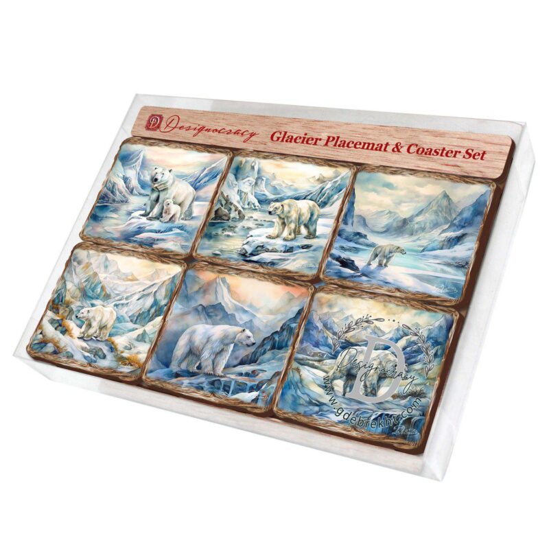 Polar Bear Wooden Cork Placemat And Coasters Gift Set Of 7 - Image 5