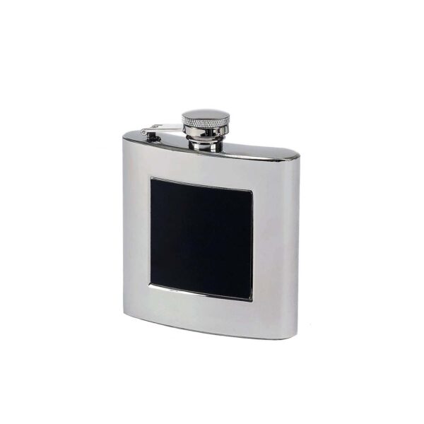 Polished Stainless Steel Flask With Black Plate