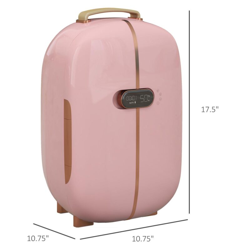 Portable Beauty Fridge Professional Skincare Fridge W/ Led Lighting Timer Pink - Image 3