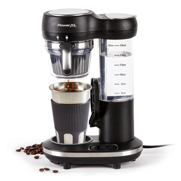 PowerXL Grind and Go Plus Coffee Maker, Automatic Single-Serve Coffee Machine with 16-Oz