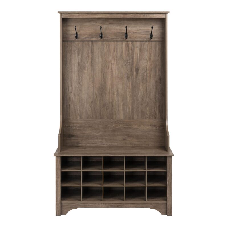 Prepac Drifted Gray Hall Tree with Shoe Storage - Image 3