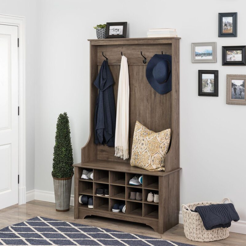 Prepac Drifted Gray Hall Tree with Shoe Storage - Image 5