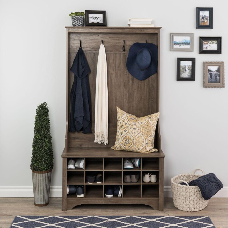 Prepac Drifted Gray Hall Tree with Shoe Storage - Image 2