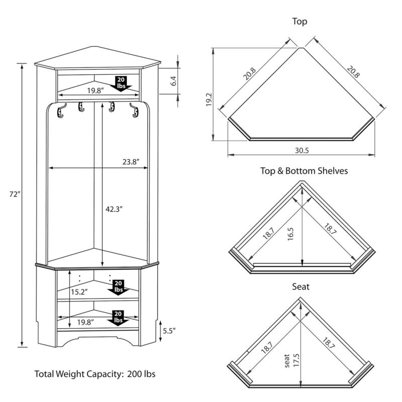 Prepac Entryway Hall Tree Storage Cabinet - Image 4