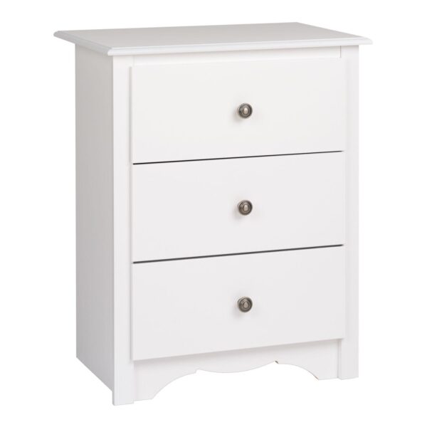 Prepac Monterey 3-Drawer Tall White Nightstand