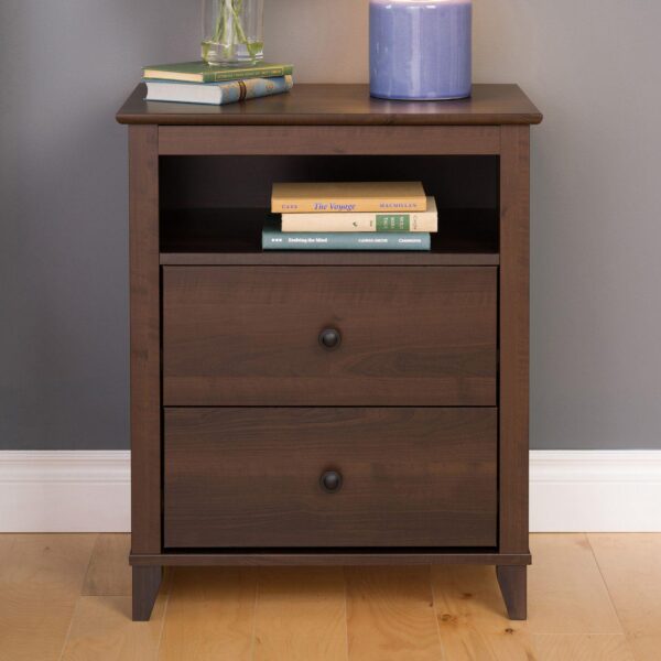 Prepac Yaletown 2-Drawer Tall Espresso Nightstand