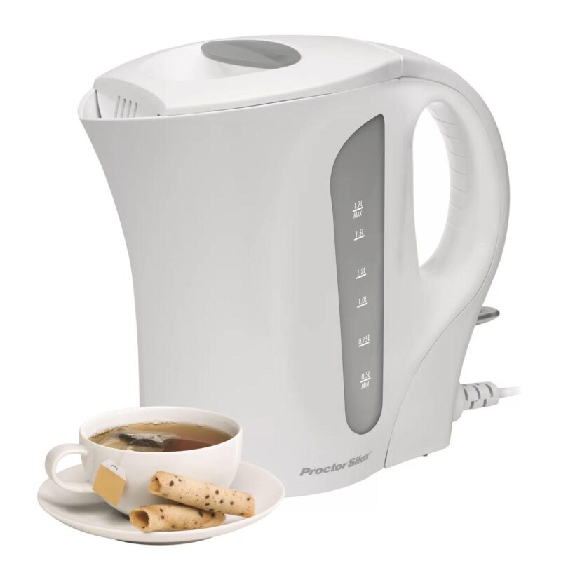 Proctor Silex 1.7 Liter Plastic Durable Electric Kettle in White - Image 2
