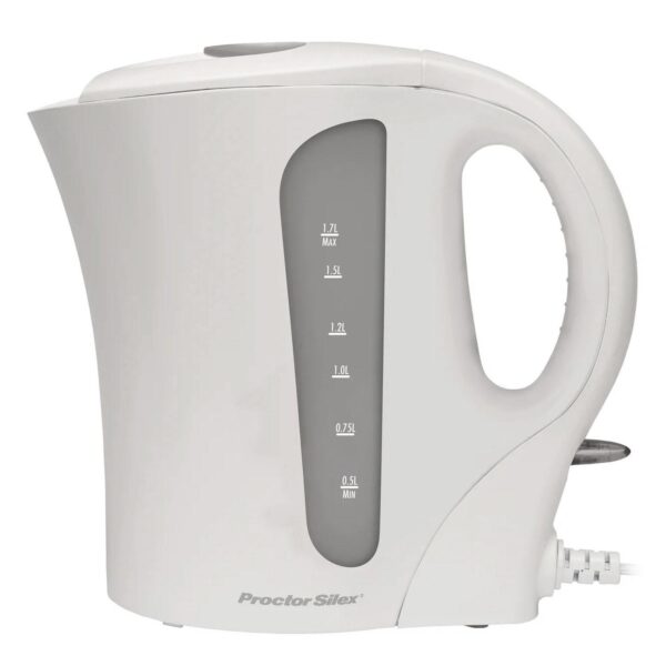 Proctor Silex 1.7 Liter Plastic Durable Electric Kettle in White