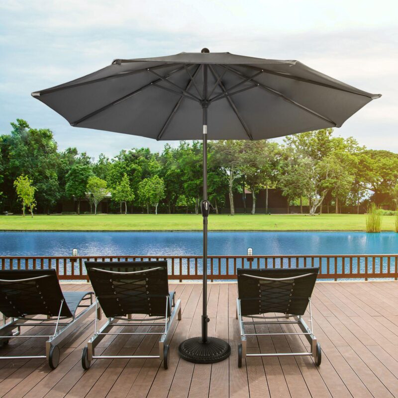 Pure Garden 10-ft. Easy Crank Auto Tilt Outdoor Patio Umbrella - Image 2