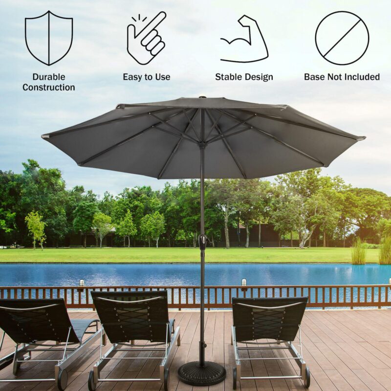 Pure Garden 9-ft. Easy Crank Outdoor Patio Umbrella with Vented Canopy - Image 5