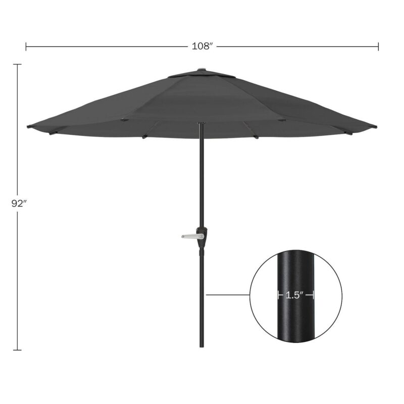Pure Garden 9-ft. Easy Crank Outdoor Patio Umbrella with Vented Canopy - Image 6