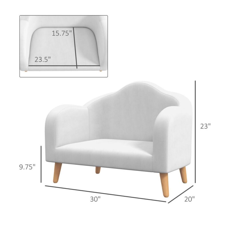 Qaba 2 Seater Kids Sofa, Cloud Shaped Children's Sofa for Nursery Playroom, 2-5 Years - Image 3