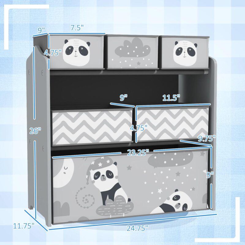 Qaba Toy Organizer With 6 Storage Bins, 25  X 12  X 26 - Image 2