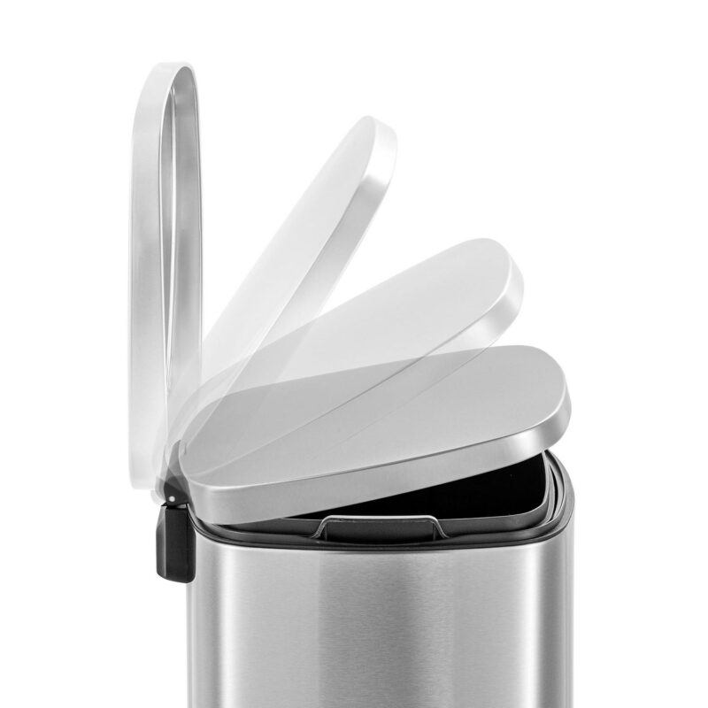 Qualiazero 13.2 Gallon Trash Can, Rectangular Step On Kitchen Trash Can, Silver - Image 2