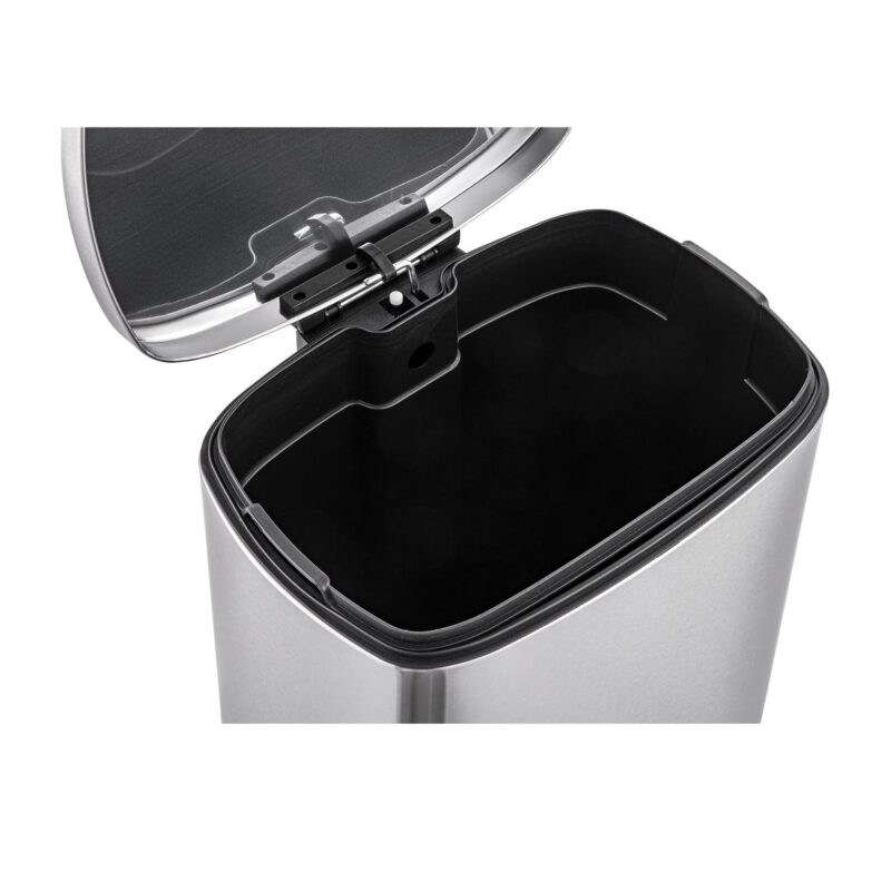 Qualiazero 13.2 Gallon Trash Can, Rectangular Step On Kitchen Trash Can, Silver - Image 4