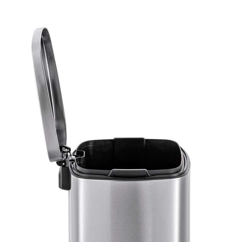 Qualiazero 13.2 Gallon Trash Can, Rectangular Step On Kitchen Trash Can, Silver - Image 7