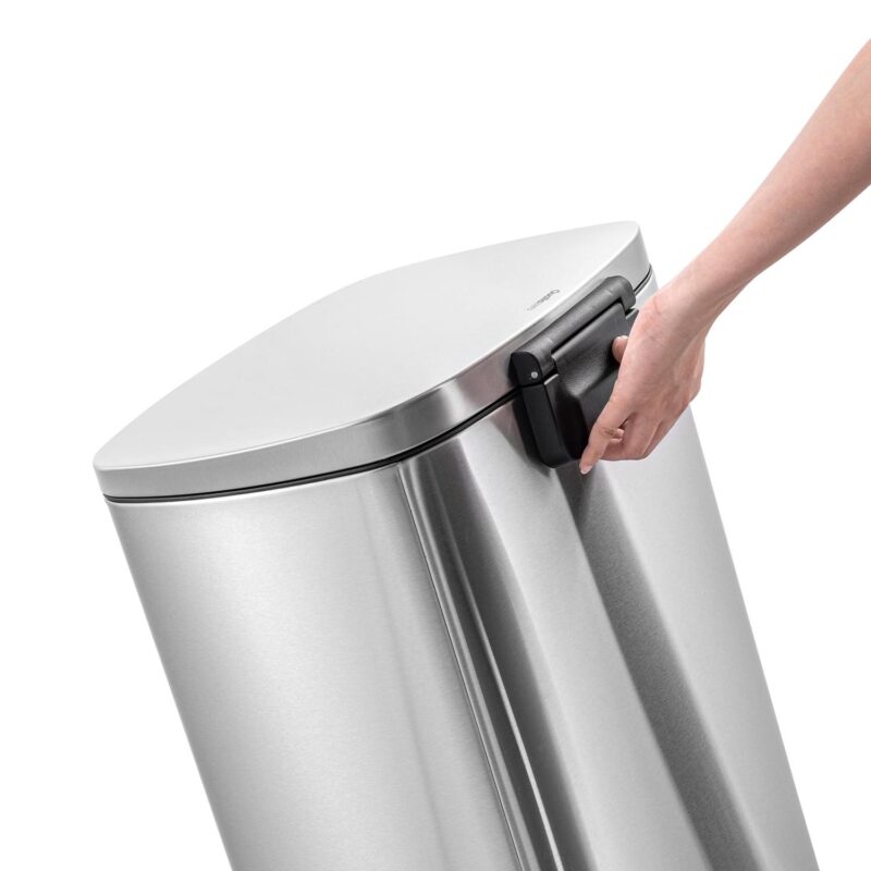Qualiazero 13.2 Gallon Trash Can, Rectangular Step On Kitchen Trash Can, Silver - Image 8