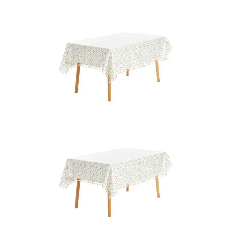 Rectangle Floral Tablecloth Faux Pu Table Cover With Tassels 55  X 79 - Image 7