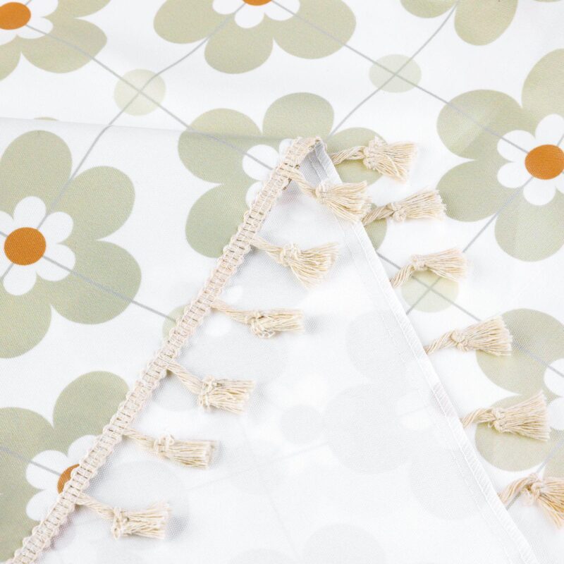 Rectangle Floral Tablecloth Faux Pu Table Cover With Tassels 55  X 79 - Image 2