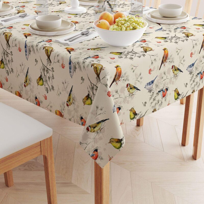Rectangular Tablecloth, 100% Cotton, 60x84 , Bird Watch - Image 2