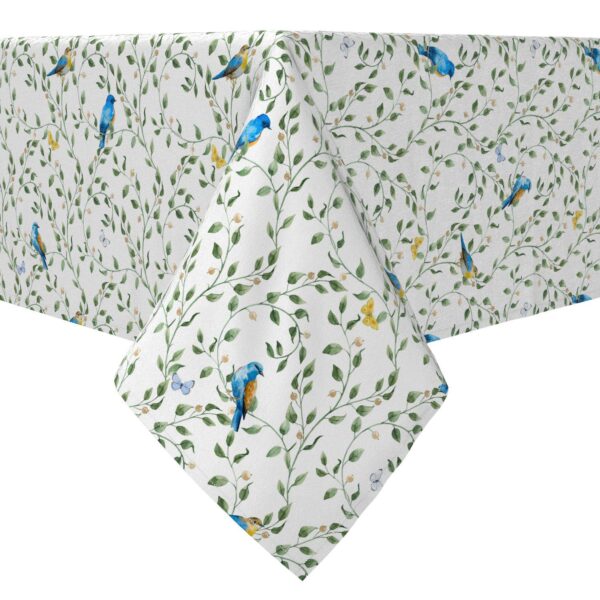 Rectangular Tablecloth, 100% Cotton, Birds on Vines