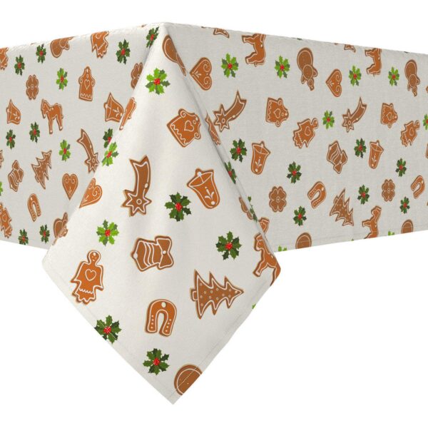 Rectangular Tablecloth, 100% Cotton, 60x84 , Gingerbread Cookies and Holly