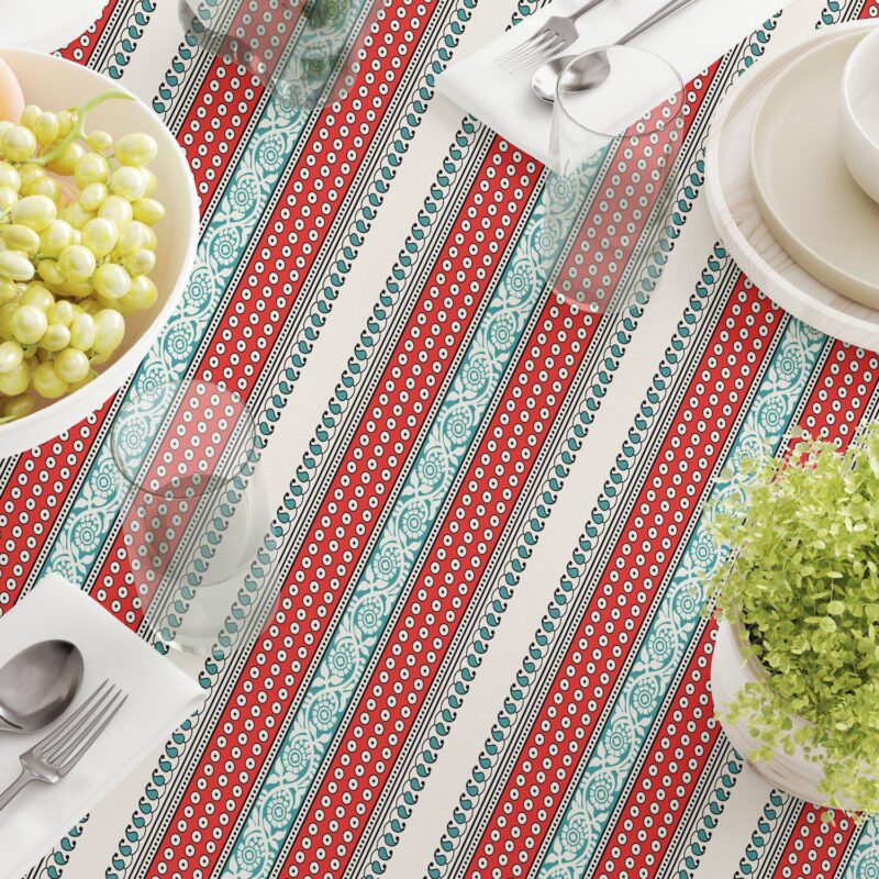 Rectangular Tablecloth, 100% Polyester, 60x104 , Geometric Paisley and Dots - Image 3
