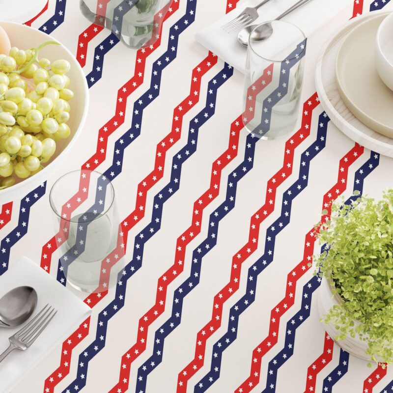 Rectangular Tablecloth, 100% Polyester, 60x104 , Patriotic Chevron - Image 3