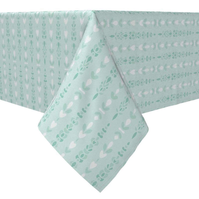 Rectangular Tablecloth, 100% Cotton, 60x104 , Green Monochromatic Design