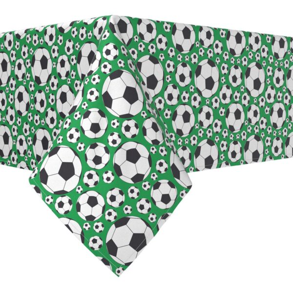 Rectangular Tablecloth, 100% Polyester, 60x104 , Soccer Balls Green