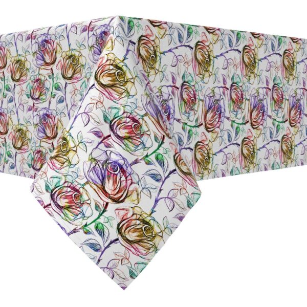 Rectangular Tablecloth, 100% Cotton, 60x104 , Floral 195