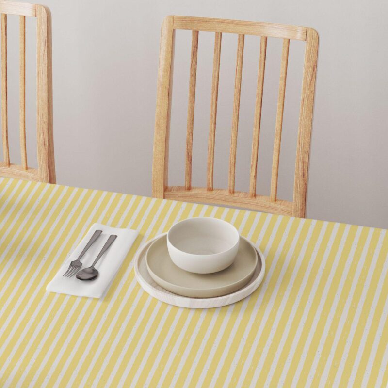 Rectangular Tablecloth, 100% Polyester, 60x84 , Lemonade Stripe - Image 4