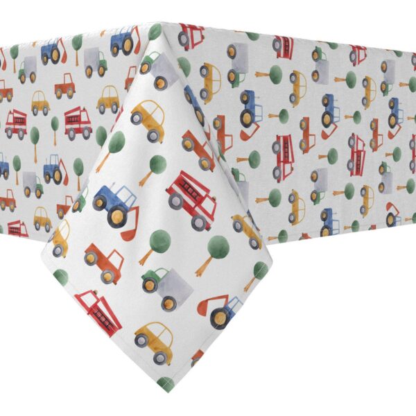 Rectangular Tablecloth, 100% Cotton, 60x104 , Trucks, Tractors and Cars