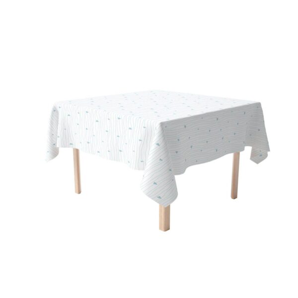 Rectangular Tablecloth, 100% Cotton, 60x104 , Blue Hearts and Stripes