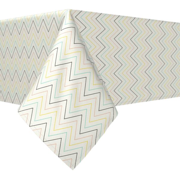 Rectangular Tablecloth, 100% Cotton, 52x120 , Chevron Wave