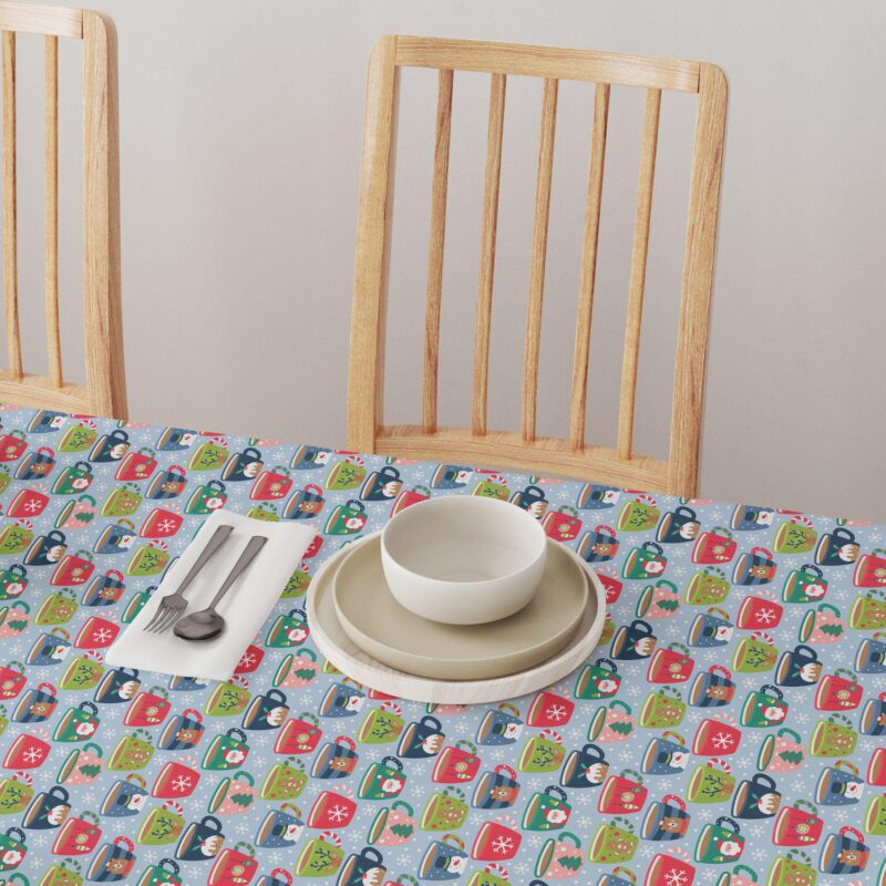 Rectangular Tablecloth, 100% Polyester, 60x84 , Holiday Hot Cocoa Mugs - Image 4