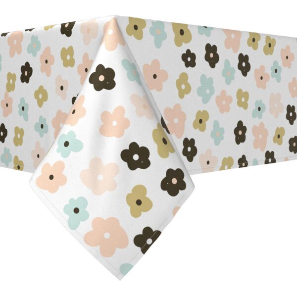 Rectangular Tablecloth, 100% Cotton, 52x104 , Cartoon Flowers