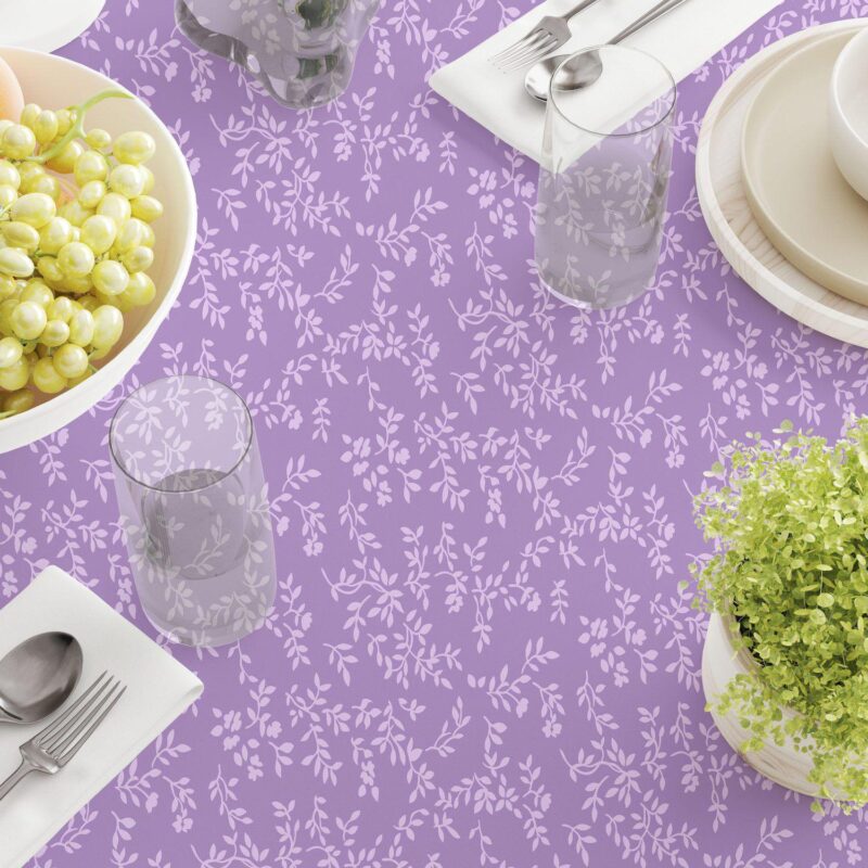 Rectangular Tablecloth, 100% Cotton, 60x104 , Purple Vines - Image 3