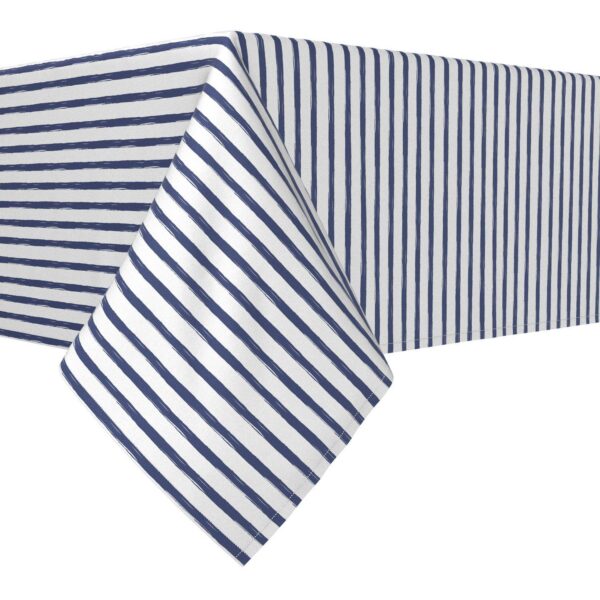 Rectangular Tablecloth, 100% Polyester, 60x120 , Navy brush Stroke Stripe