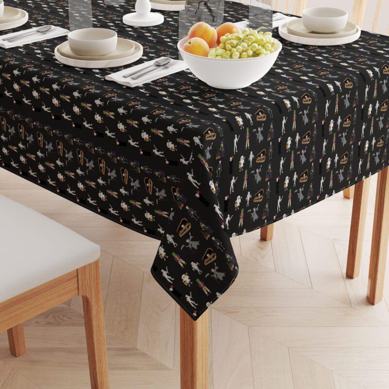 Rectangular Tablecloth, 100% Polyester, 60x104 , Halloween Usual Characters - Image 2
