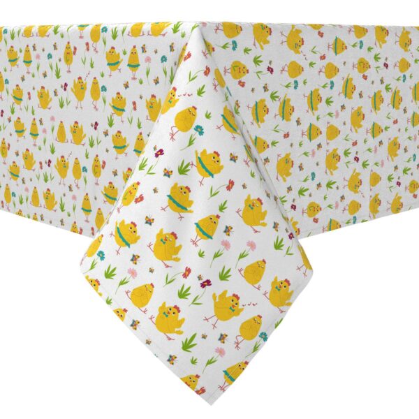 Rectangular Tablecloth, 100% Cotton, Dancing Chickens