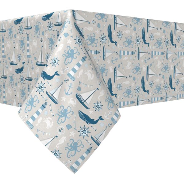 Rectangular Tablecloth, 100% Cotton, 52x104 , Elements of the Sea