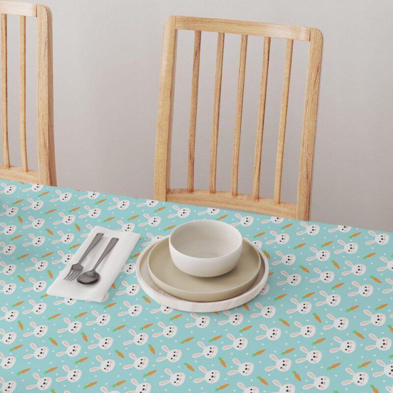 Rectangular Tablecloth, 100% Cotton, 52x120 , Easter Rabbits Celebration - Image 4