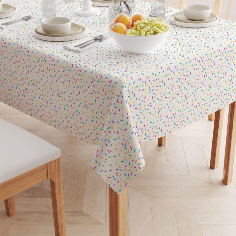 Rectangular Tablecloth, 100% Polyester, 60x104 , Sprinkles on White - Image 2
