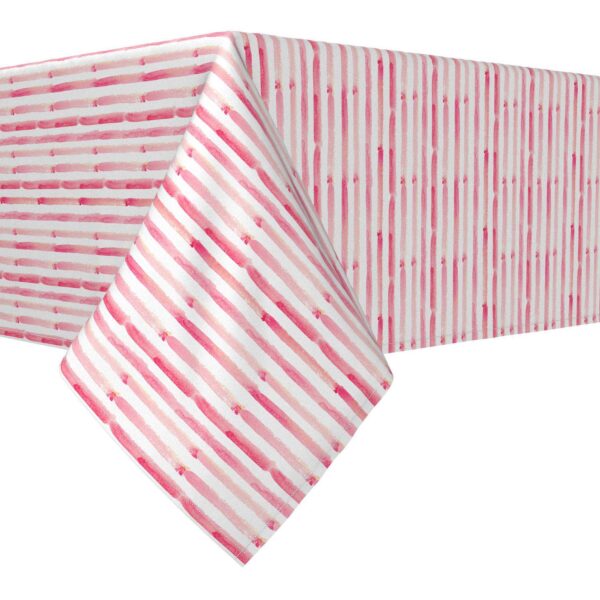 Rectangular Tablecloth, 100% Polyester, 60x120 , Pink Watercolor Stripes